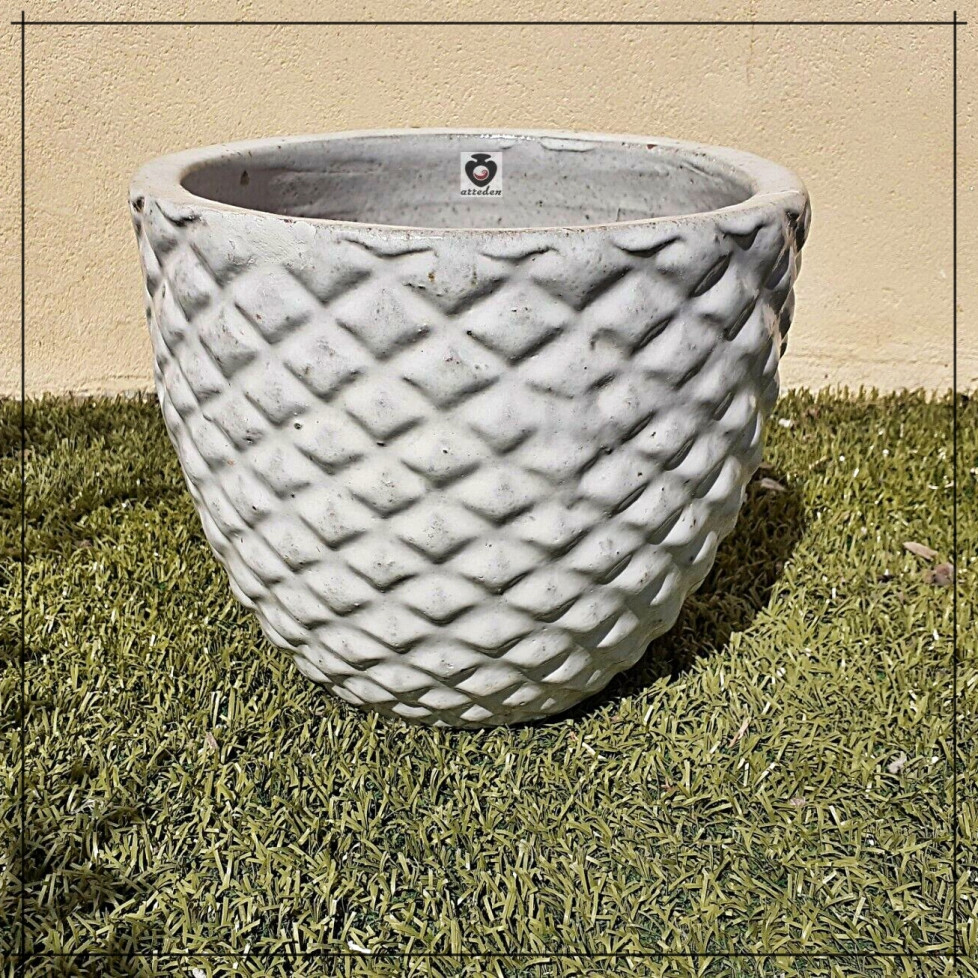 Vaso bianco in ceramica da esterno o interno portavaso artigianale